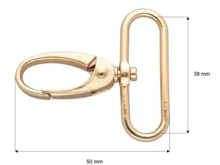 Karabińczyk metalowy 38x50mm ZŁOTY (2)