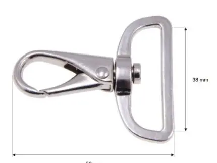 Karabińczyk metalowy 38x56mm SREBRNY (9)