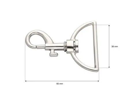 Karabińczyk metalowy 38x60mm SREBRNY (1)