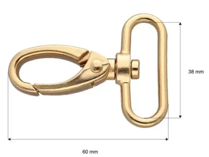 Karabińczyk metalowy 38x60mm ZŁOTY (15)