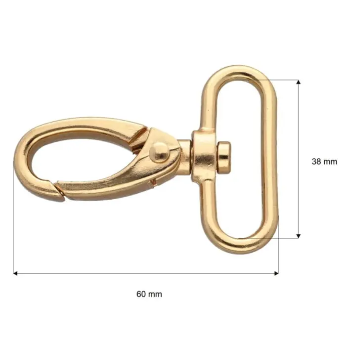 Karabińczyk metalowy 38x60mm ZŁOTY (15)