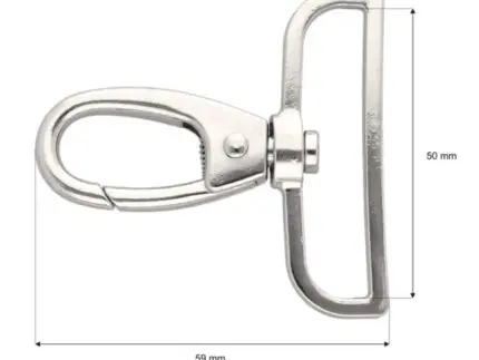 Karabińczyk metalowy 50x59mm SREBRNY