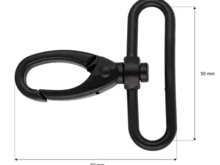 Karabińczyk metalowy 50x60mm CZARNY MAT