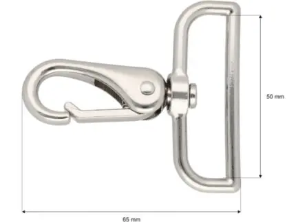 Karabińczyk metalowy 50x65mm SREBRNY