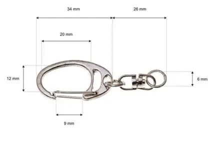 Karabińczyk metalowy 6x33mm SREBRNY