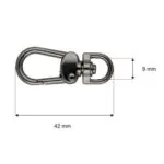 Karabińczyk metalowy 9x42mm CZARNY NIKIEL