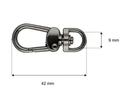 Karabińczyk metalowy 9x42mm CZARNY NIKIEL