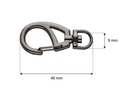 Karabińczyk metalowy 9x46mm CZARNY NIKIEL