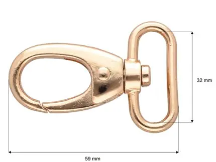 Karabińczyk metalowy ZŁOTY 32x60mm (15)