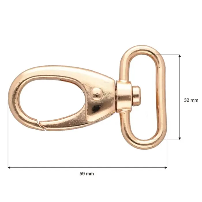 Karabińczyk metalowy ZŁOTY 32x60mm (15)
