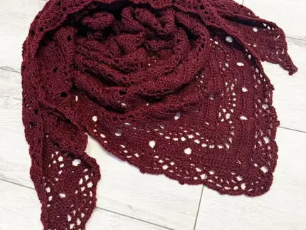 Ręcznie Robiona CHUSTA Bordowa