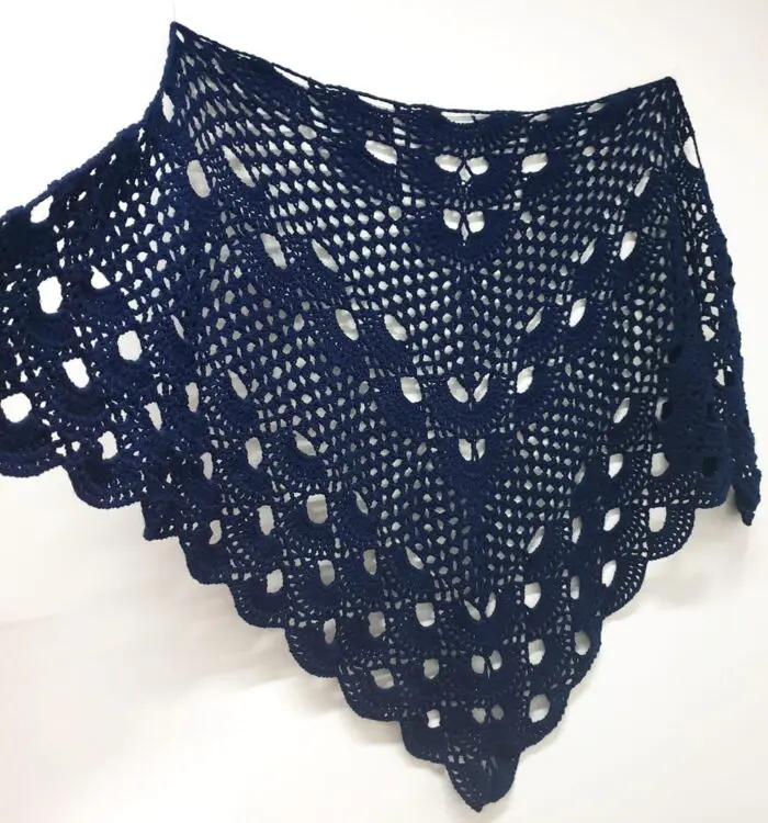 Ręcznie Robiona Granatowa CHUSTA XXL