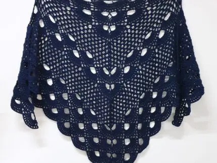 Ręcznie Robiona Granatowa CHUSTA XXL