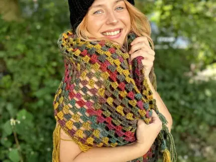 Ręcznie Robiona Jesienna CHUSTA XXL