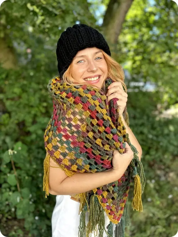 Ręcznie Robiona Jesienna CHUSTA XXL
