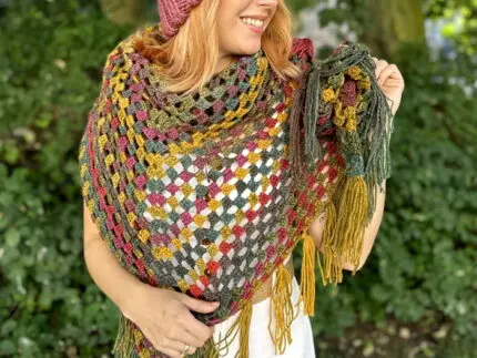 Ręcznie Robiona Jesienna CHUSTA XXL