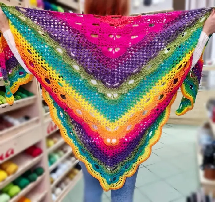 Ręcznie Robiona Kolorowa CHUSTA XXL