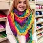 Ręcznie Robiona Kolorowa CHUSTA XXL