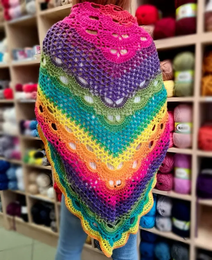 Ręcznie Robiona Kolorowa CHUSTA XXL