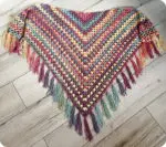 Ręcznie Robiona Kolorowa Chusta z Frędzlami