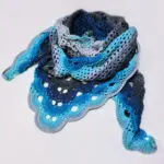 Ręcznie Robiona Niebiesko-Szara CHUSTA XXL