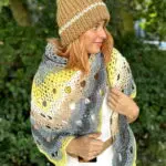 Ręcznie Robiona Żółto-Szara CHUSTA XXL