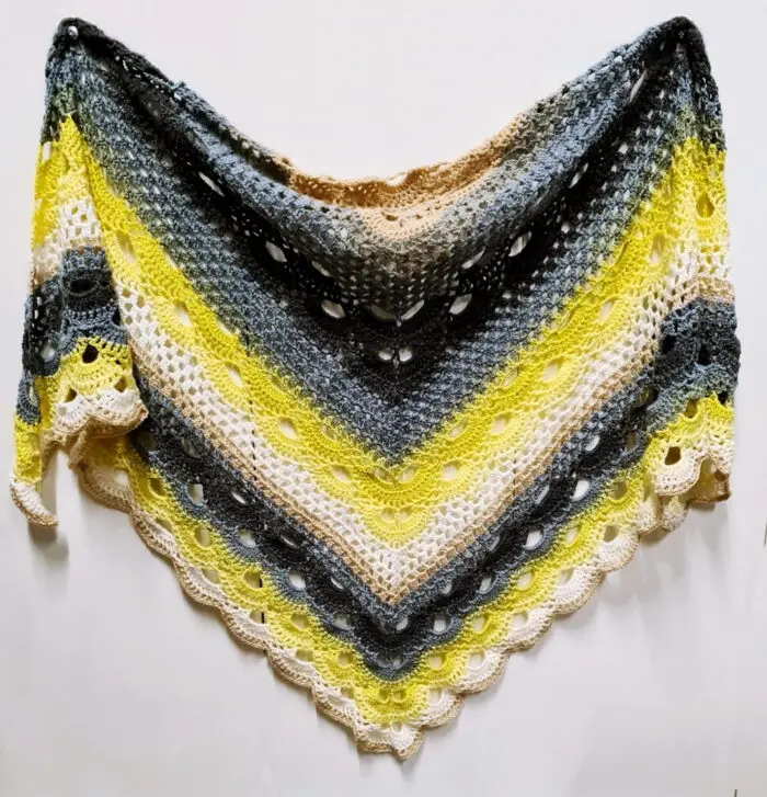 Ręcznie Robiona Żółto-Szara CHUSTA XXL