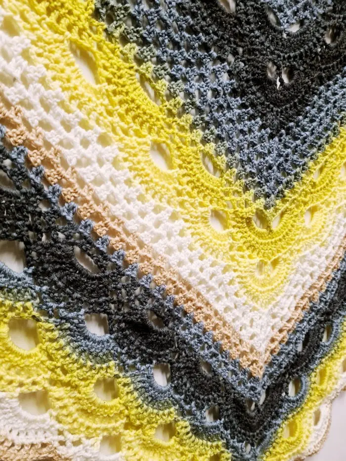 Ręcznie Robiona Żółto-Szara CHUSTA XXL