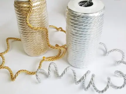 Sznurek ozdobny SKRĘCANY METALIZOWANY 5mm (rolka 20m)