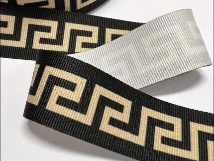 Taśma ozdobna 30mm na lampasy CZARNO-BEŻOWA