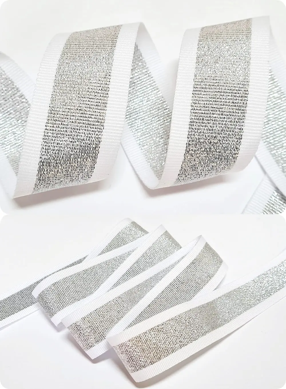 tasma-rypsowa-lampasowa-30-mm-bialo-srebrna TAŚMA RYPSOWA LAMPASOWA 30 mm - BIAŁO-SREBRNA