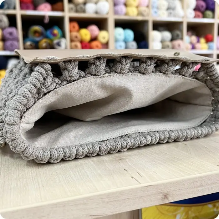 Torebka Beżowa - bawełna + skóra naturalna