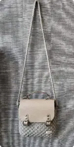 Torebka Beżowa - bawełna + skóra naturalna