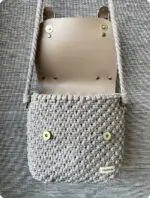 Torebka Beżowa - bawełna + skóra naturalna