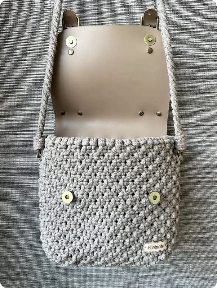 Torebka Beżowa - bawełna + skóra naturalna