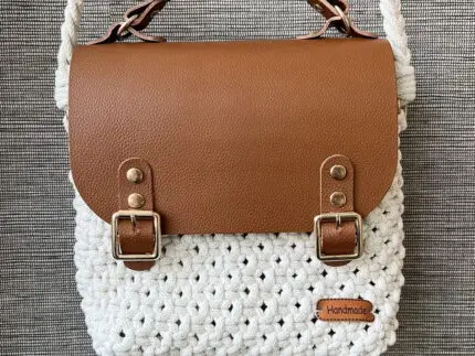 Torebka Ecru - bawełna + skóra naturalna