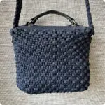 Torebka Granatowa - bawełna + skóra naturalna