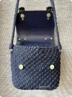 Torebka Granatowa - bawełna + skóra naturalna