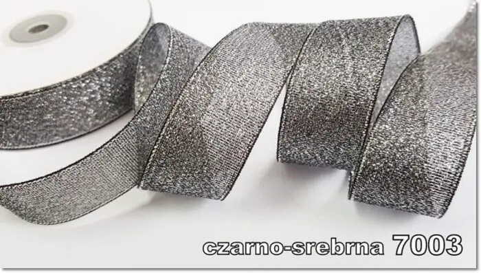 Wstążka BROKATOWA 25mm KRĄŻEK 32m