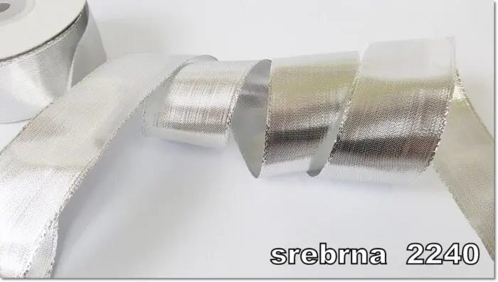 Wstążka METALIZOWANA 12mm KRĄŻEK 22m