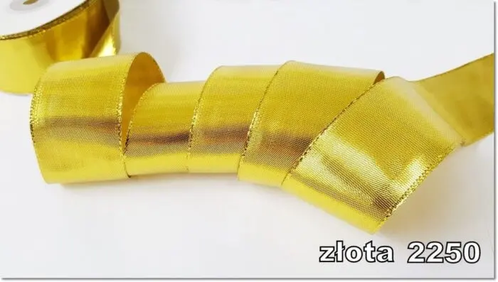 Wstążka METALIZOWANA 38mm KRĄŻEK 22m