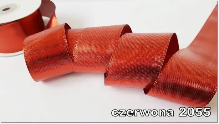 Wstążka METALIZOWANA z DRUCIKIEM 25mm KRĄŻEK 22m