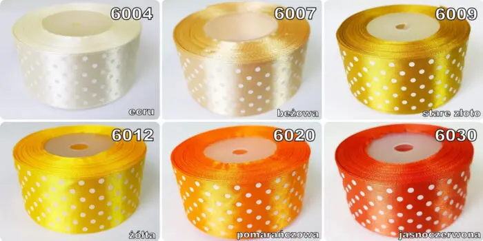 Wstążka SATYNOWA w KROPKI 38mm KRĄŻEK 22m