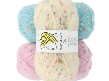 Włóczka Madam Yarn LILY 50g/135m - PES + wełna + akryl + moher + nylon