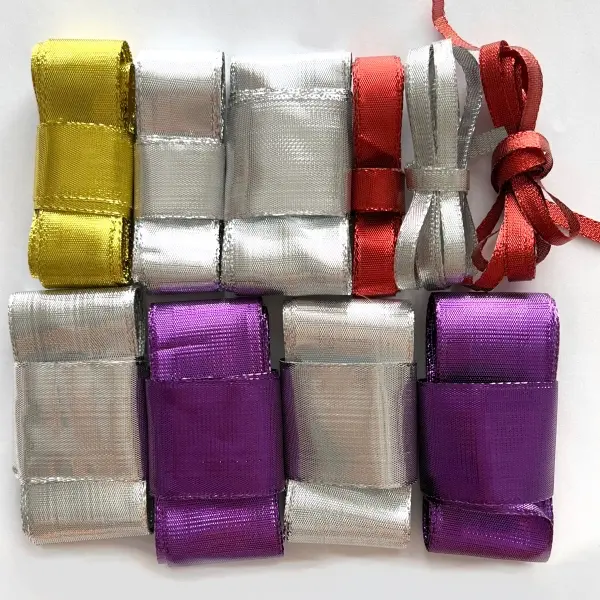 zestaw1wm Wstążka metalizowana - ZESTAW KOŃCÓWEK NR 1 po 1 metrze - obrazek 1