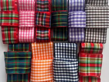 Wstążka w KRATKĘ - ZESTAW KOŃCÓWEK NR 1 po 1 metrze