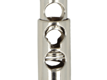 Stopery do sznurka METALOWE podwójne (24x9mm) srebrne