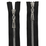 Zamek kostkowy dwusuwakowy SREBRNY 100cm