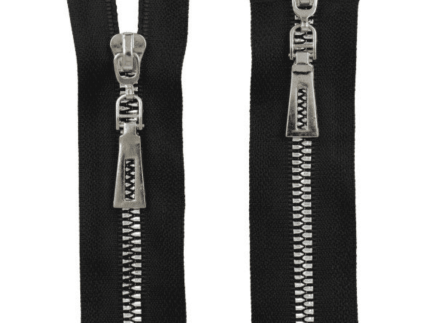 Zamek kostkowy dwusuwakowy SREBRNY 100cm