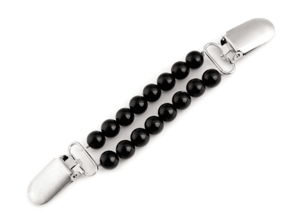 Zapięcie ozdobne z perełkami czarne (780651)